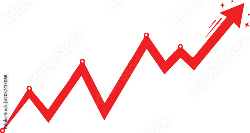 Red upward arrow graph line showing business growth and financial success