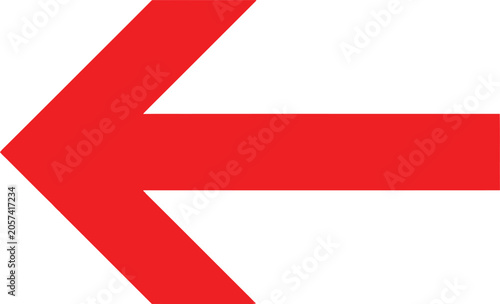 Simple bold red arrow pointing to the left on a plain surface