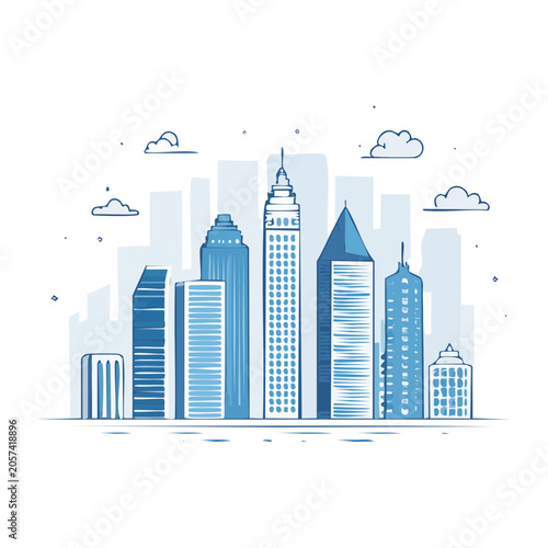 Flat design skyscraper cityscape vector illustration