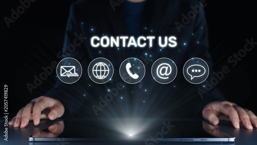фотографія UI concept for contact us section showing icons for email, web, phone, and message