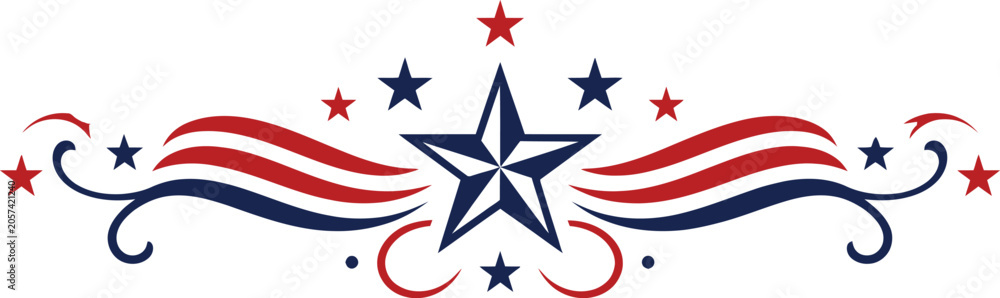Obraz premium Patriotic american emblem with star and stripes vector illustration