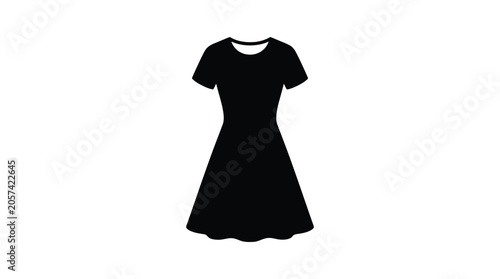Photos Black Dress Silhouette Against White Background A Minimalist Fashion Illustratio