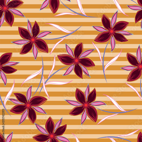 Fotografija extile design bright background solid abstract three-tone small rose and tiny fl