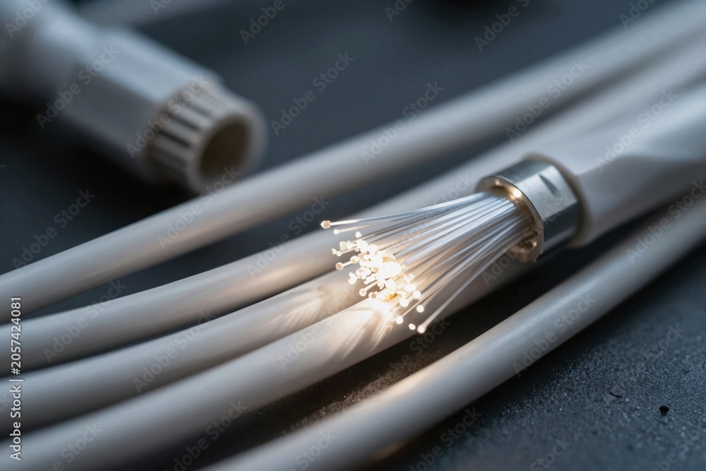 Naklejka premium Fiber Optic Cable Connection Detail
