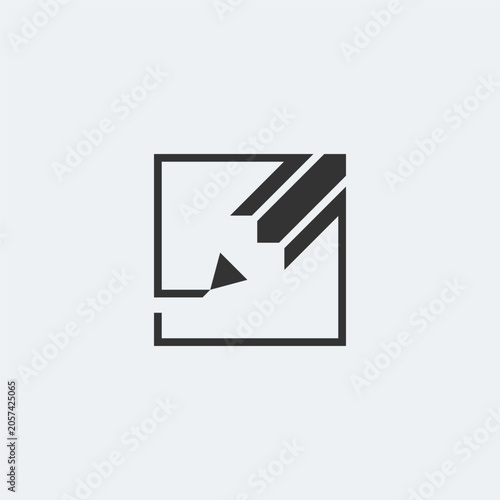 Pencil logo with square line

