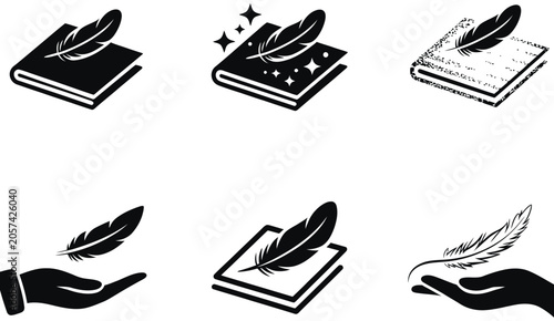 Foto Feather with cloth icon vector for soft fabric textile cleaning and lightweight material concept design