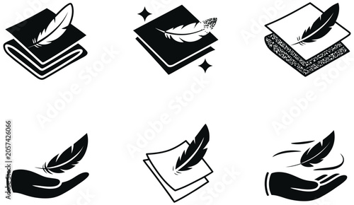 Foto Feather with cloth icon vector for soft fabric textile cleaning and lightweight material concept design