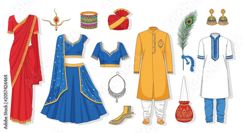Traditional Indian clothing and accessories.