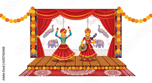 Traditional Indian Dance Stage Performance.