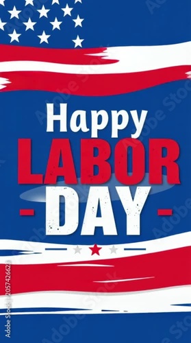 Colorful American Flag Background with Happy Labor Day Text for Celebration and Holiday Events
