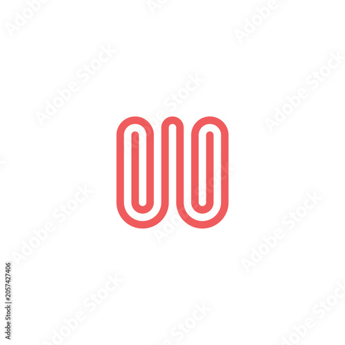 W letter logo with paperclip shape