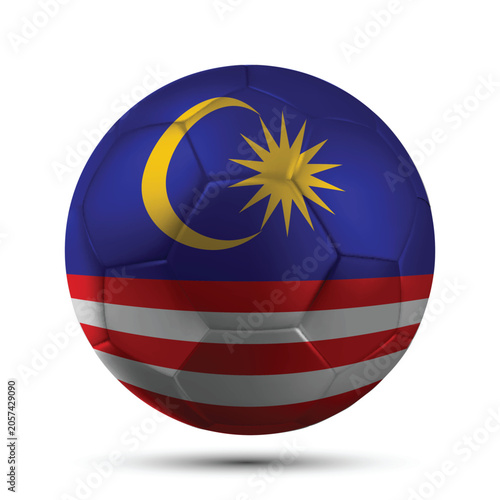Photography Realistic MALAYSIA Soccer Ball with National Flag Design Vector Illustration