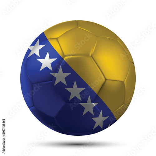 Foto Realistic Bosnia and Herzegovina Soccer Ball with National Flag Design Vector Il