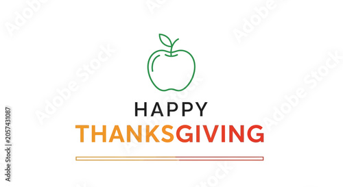 Happy Thanksgiving Greeting with Apple Icon and Gradient Text