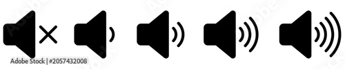 Foto Set of volume level icons, sound indicators from mute to maximum