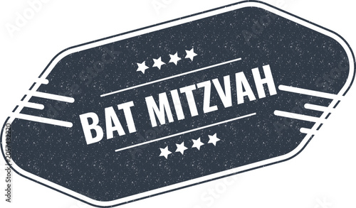 Fotografija An elegant vintage style label with the words bat mitzvah for jewish religious c
