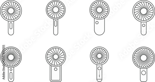 fan technical drawing variations handle button guards patterns vectors