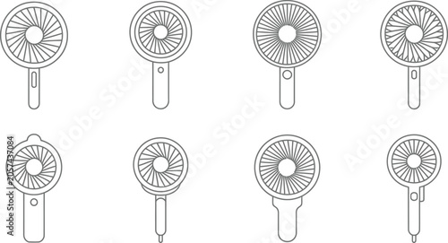 Canvastavla fan product mockup vector set eight outline fan silhouettes design pack