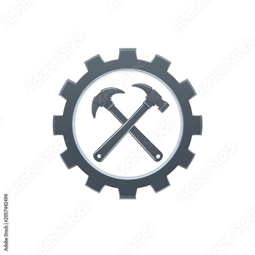 Adobe Stock Vectors feature crossed hammer and pickaxe in gear