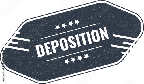 Foto Classic style navy blue rubber stamp featuring the word deposition written in bo