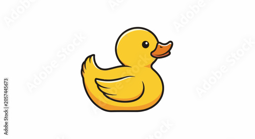 A simple, stylized yellow rubber duck with an orange beak and black outlines