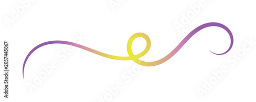 Fotografie Gradient swirl, purple and yellow wavy line with looping curve on white backgrou