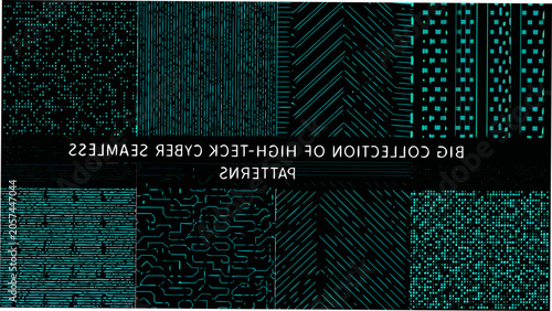 Cuadro en lienzo Geometric pattern collection a dark toned vector illustration with repeating lin