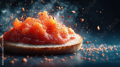 Toast topped with a flavorful tomato mix creates a delicious visual feast