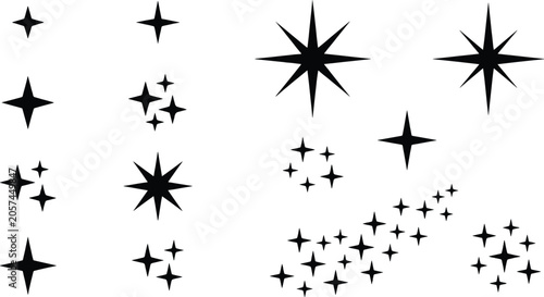 Set of decorative star and sparkle vector icons.