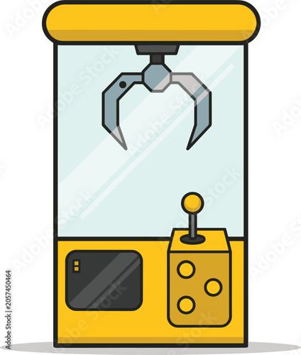 Εκτύπωση καμβά Arcade claw machine game illustration, cartoon vending grabber cabinet isolated