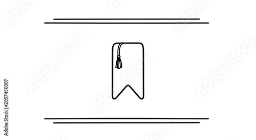 Bookmark Icon with Tassel, Simple Line Art, Elegant Design for Reading and Education
