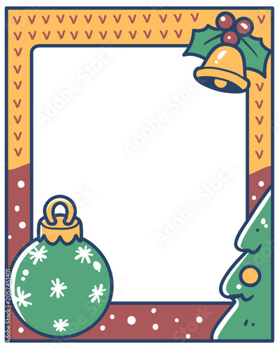 Christmas ornament frame with outline vector background