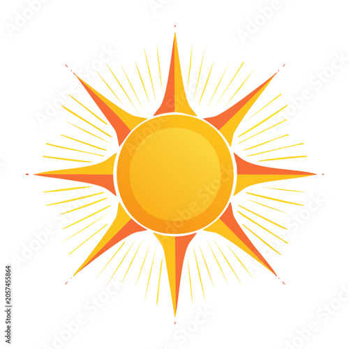 Flat design vector illustration of a sun with rays