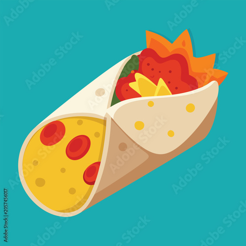 A colorful illustration of a burrito
