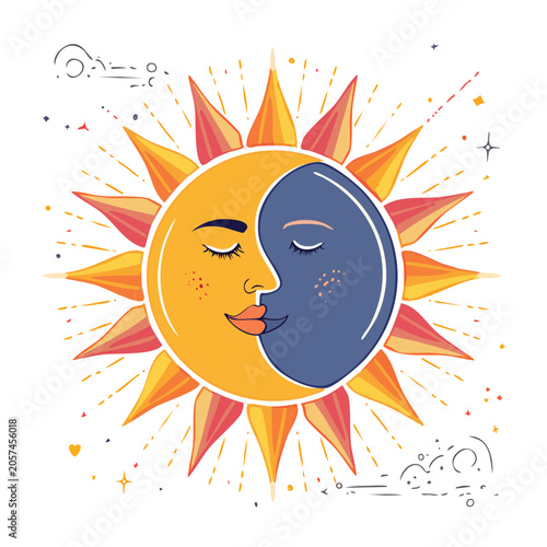 Sun face with rays vector icon