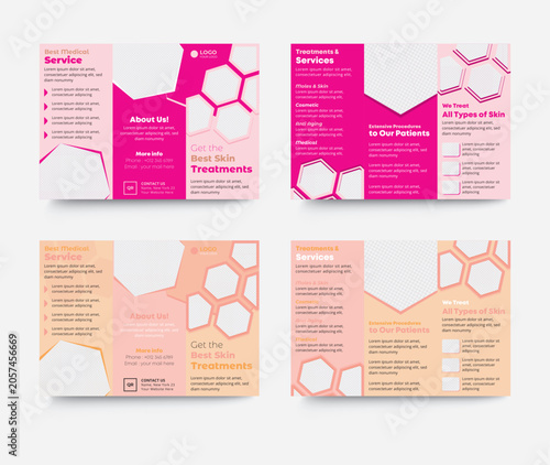 Skin treatments trifold brochure template design