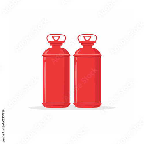 Red Fire Extinguishers in Flat Design
