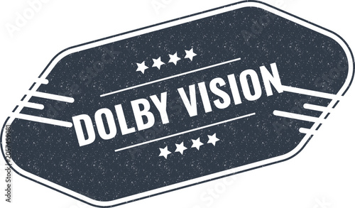 Bilde på lerret Dark blue vintage style label with white text stating Dolby Vision for cinema di