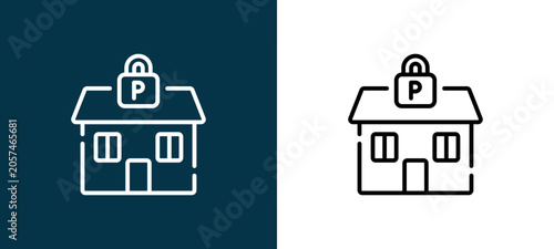 Canvastavla Two-tone guesthouse line icon pair in black and white, editable stroke vector il
