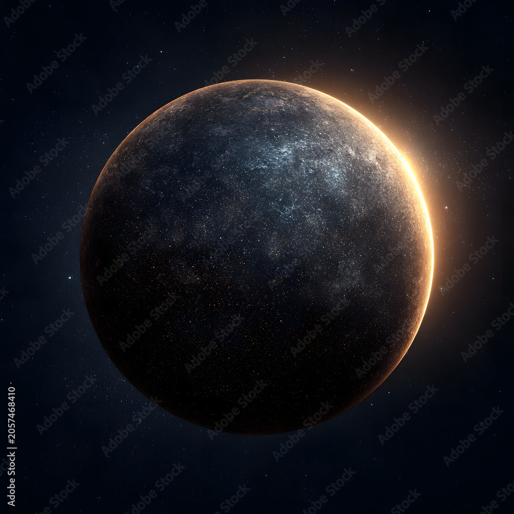 Fototapeta premium Earth and Moon in Space with the Sun and Stars Around the Planet Earth