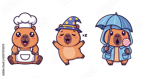 Cartoon Bears in Various Costumes and Outfits.