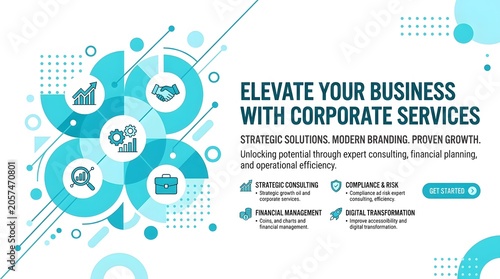 Elevate your business with corporate services strategic solutions modern branding proven growth.