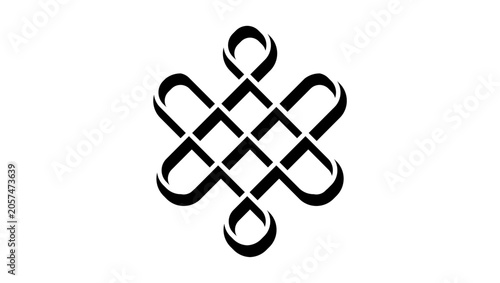 Fotografija Mystical knot of longevity and health, black isolated vector silhouette