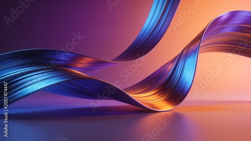 Abstract background featuring smooth wavy ribbon shapes and neon gradient