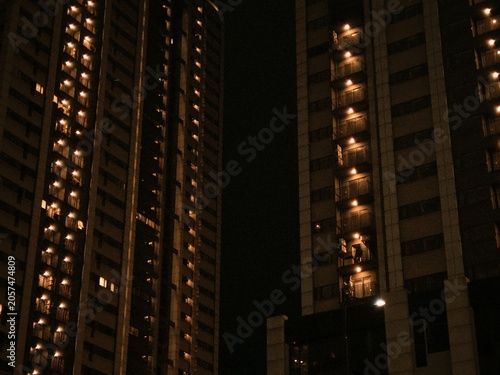 Photography skyscrapers at night