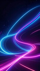 Abstract digital art of flowing light trails.