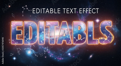 Cosmic editable text effect on galaxy background with constellations