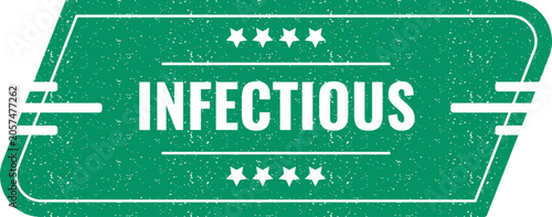 Fotografi Green infectious hazard warning label featuring stars and grunge texture for med