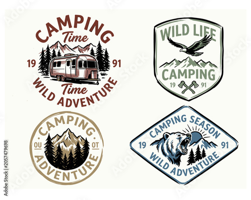 Foto Mountain adventure vintage print design for t shirt