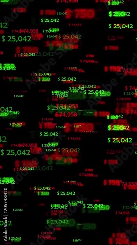 flying dollar numbers business overlay. fly though banking financial data